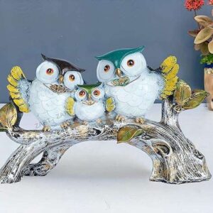 Owl Family Sitting on Tree Decorative Bird Showpieces Statue for Home Decor Living Room Bedroom Wall Shelf Table Top Garden Decoration Items -5