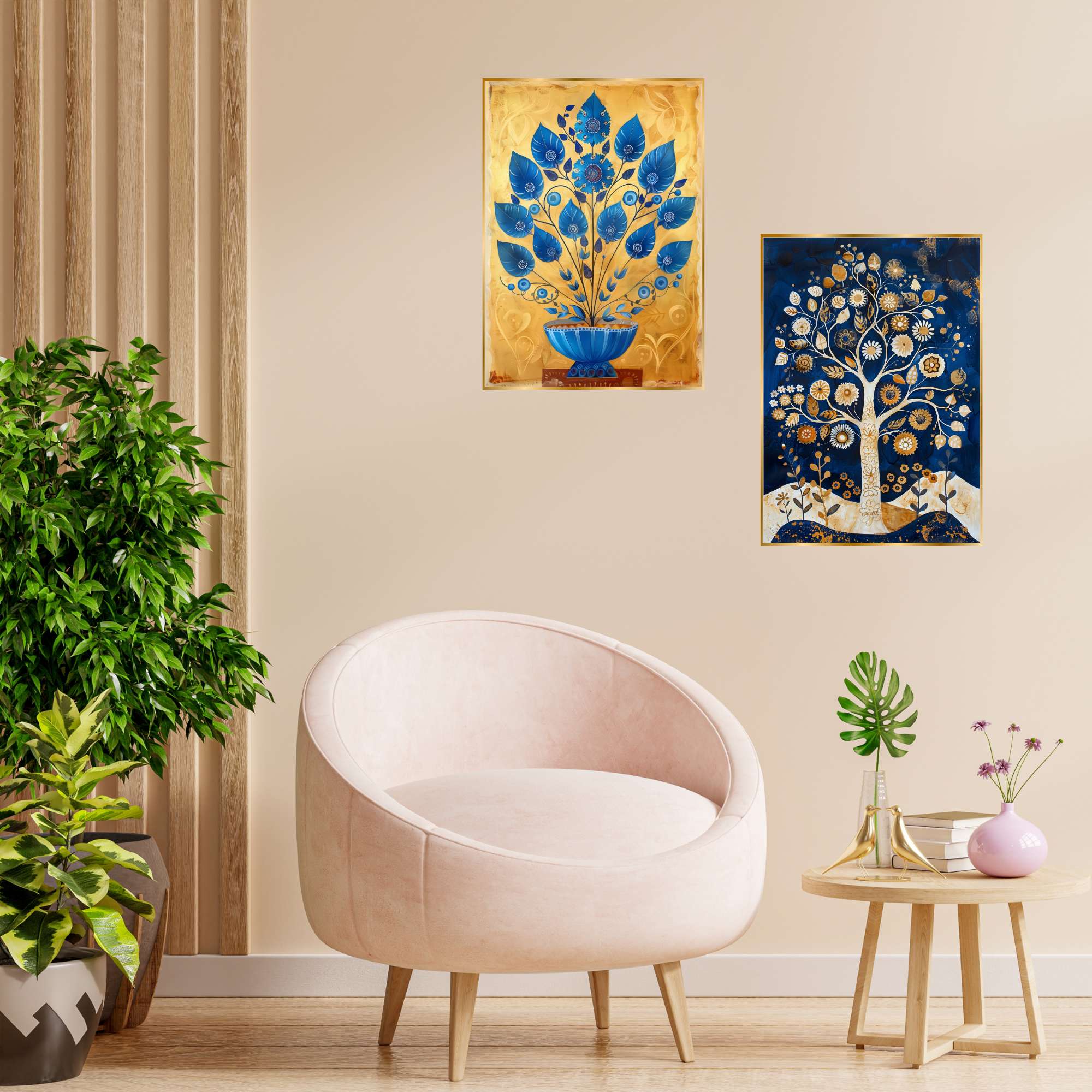 Set of Two Wall Paintings for Wall Dacoration Golden Framed Wall Paintings for Living Room & Bedroom Wall Art for Home Decoration & Office Wall Décor (14x11 inch CH-GD2-10) - Image 4